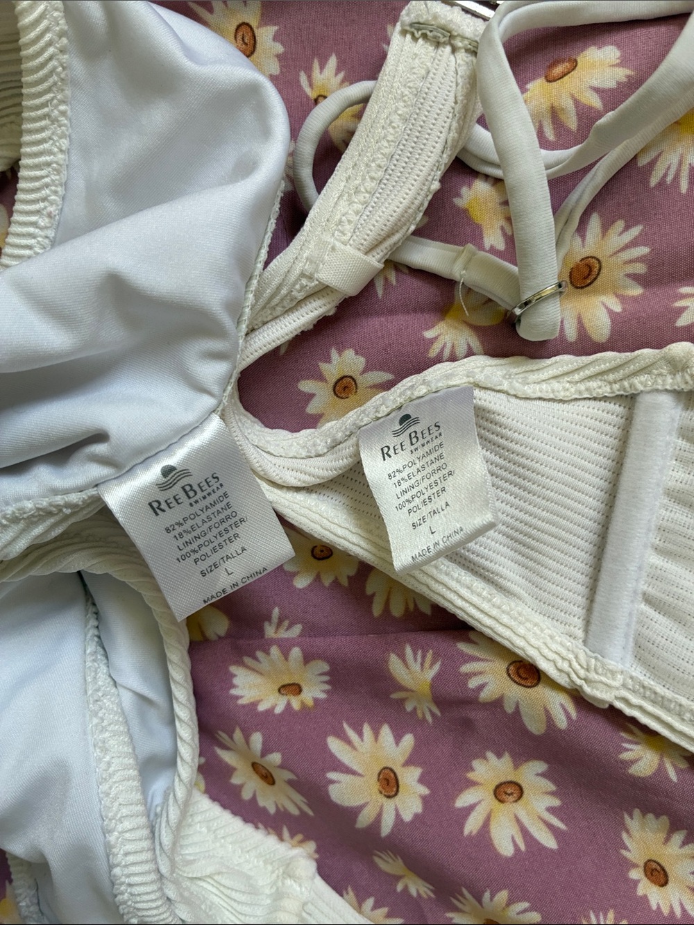 Ree Bees Cream Ribbed Underwire Bikini Set - Picture 2 of 3